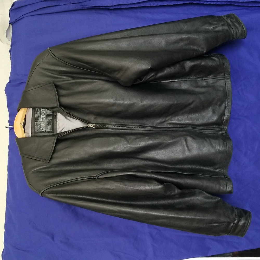 Armani Collezione black leather jacket Large